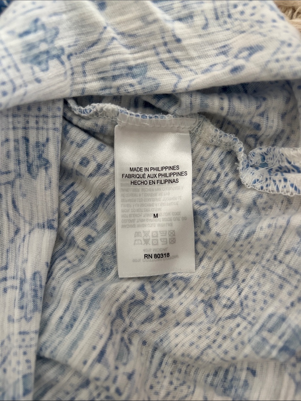 Lucky Brand White and Blue Printed Short Sleeve Tee - Picture 4 of 5